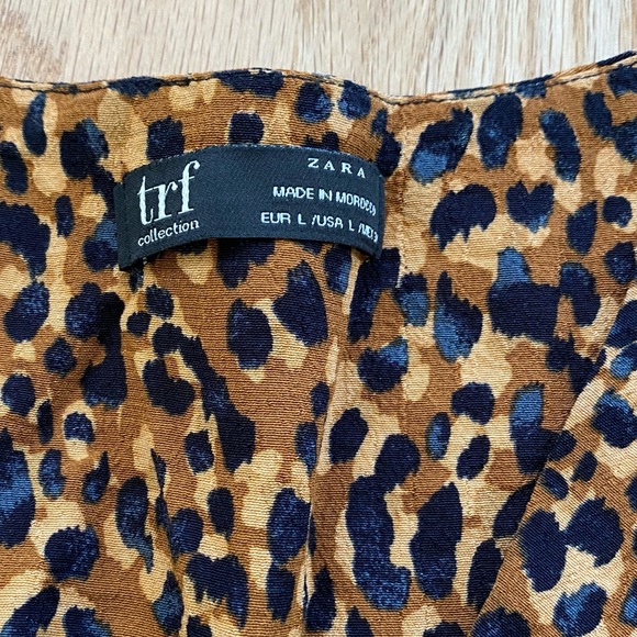Zara Leopard Peplum Top L Wrap Blouse TRF - Picture 6 of 6